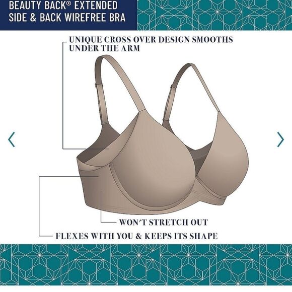 *NEW* VANITY FAIR BEAUTY BACK FULL COVERAGE  BACK SMOOTHING,  WIRE FREE SIZE 42D - Picture 7 of 12